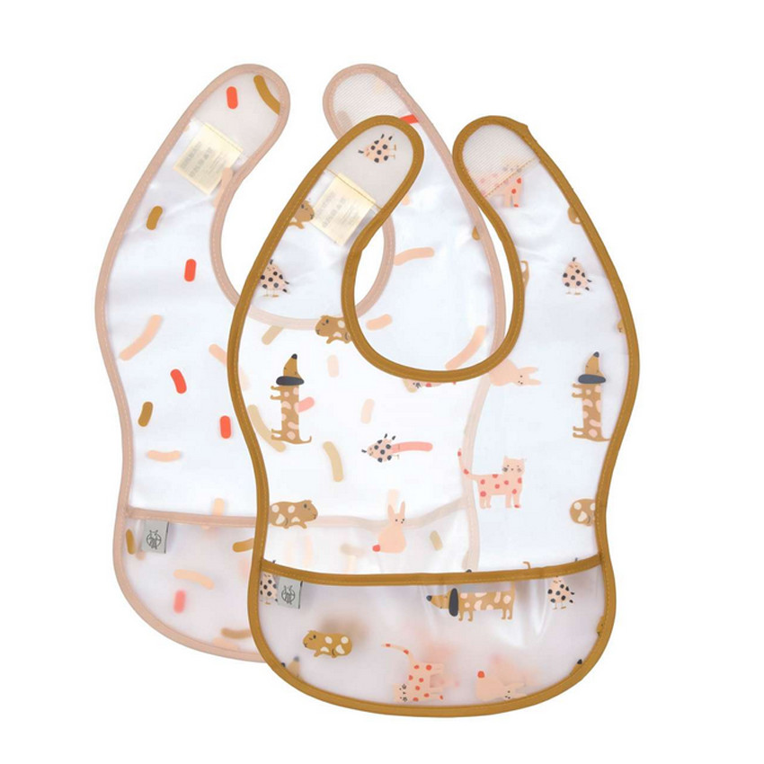 Bavoir avec poche Little Mateys 6m/24m - Orange Spicy 2 pièces 