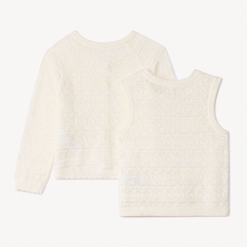 Set gilet + débardeur en tricot fantaisie pour bébé fille 