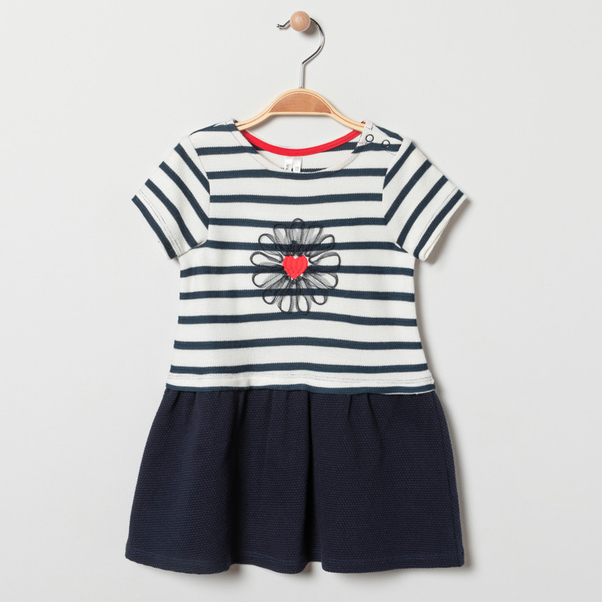 Jurk in gaas 2-in-1 effect korte mouwen voor baby meisjes 