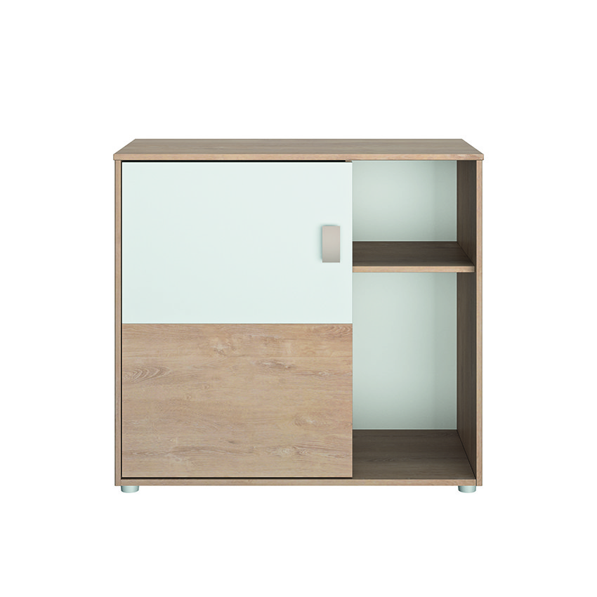 Armoire 1 porte Emma - chêne blond et blanc 