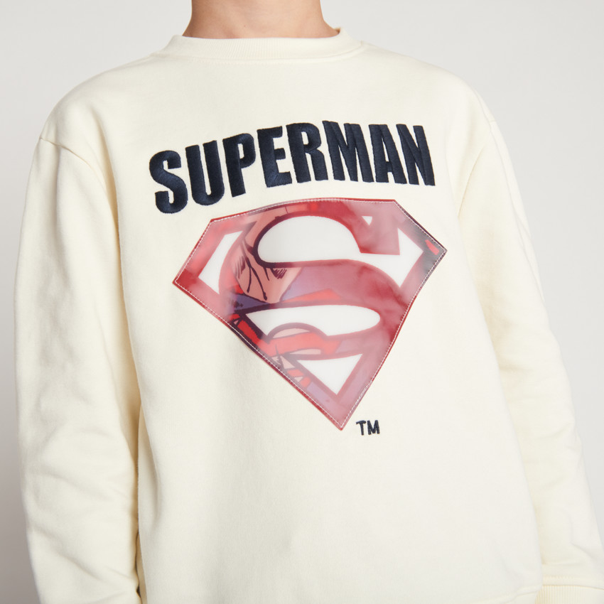 Sweatshirt fleece met lenticulaire Supermanprint, effen, voor jongens 
