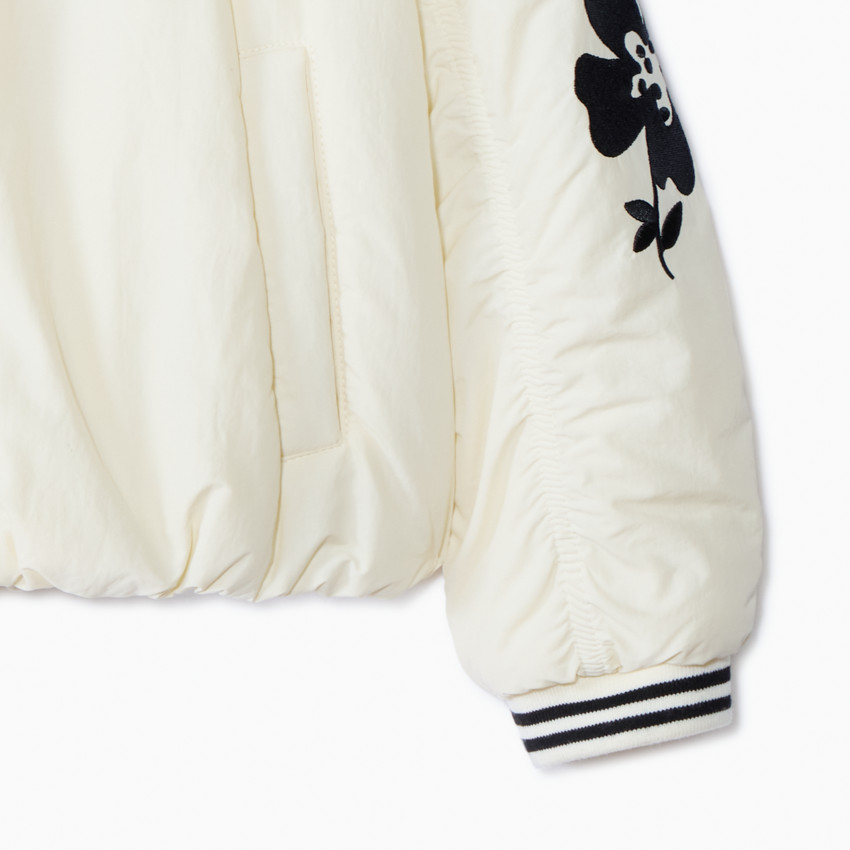 Oversized bomberjack van stof met gekreukt effect en bloemen voor meisjes 