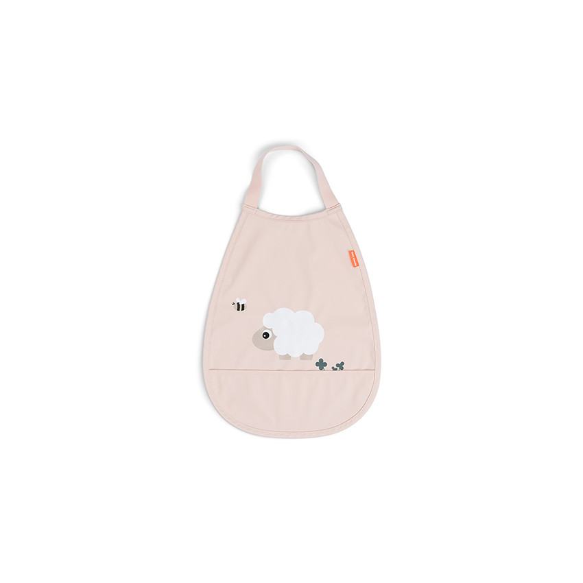 Bavoir élastique avec poche Tiny Farm rose 
