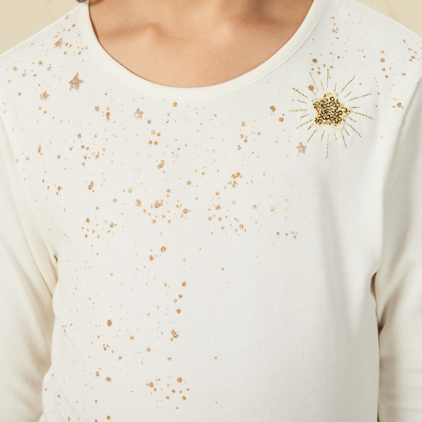 Lange mouwen jurk met 2-in-1 effect in geplooide tule voor meisjes 