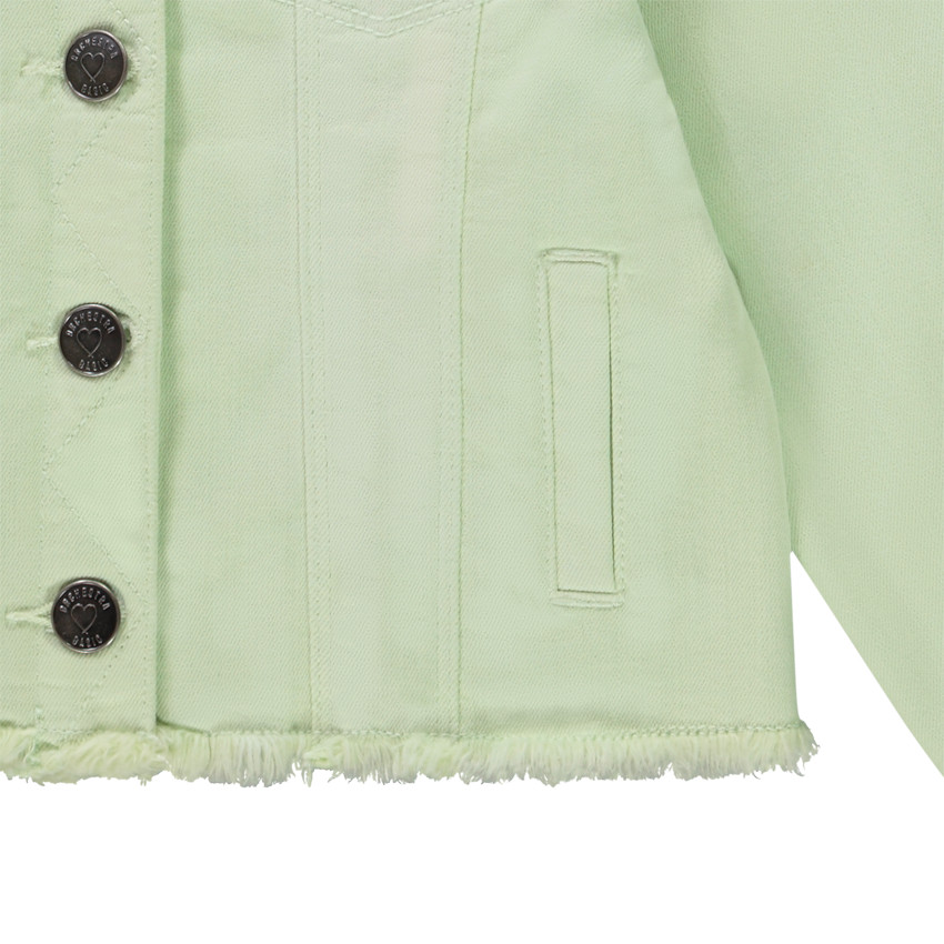 Jas van jeans met ronde hals en franjes voor meisjes 