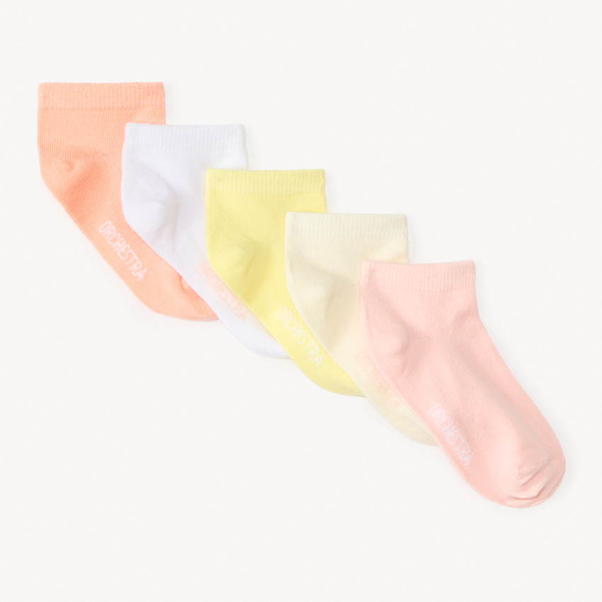 Lot de 5 paires de chaussettes courtes unies pour bébé fille 