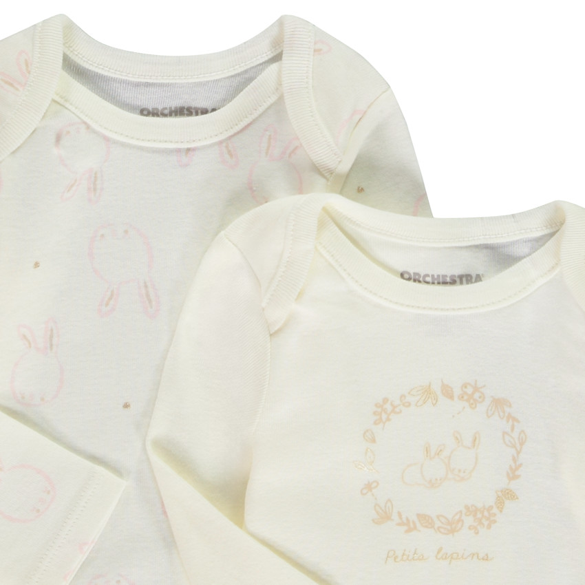 Lot de 5 bodies manches longues motif lapin pour bébé fille 