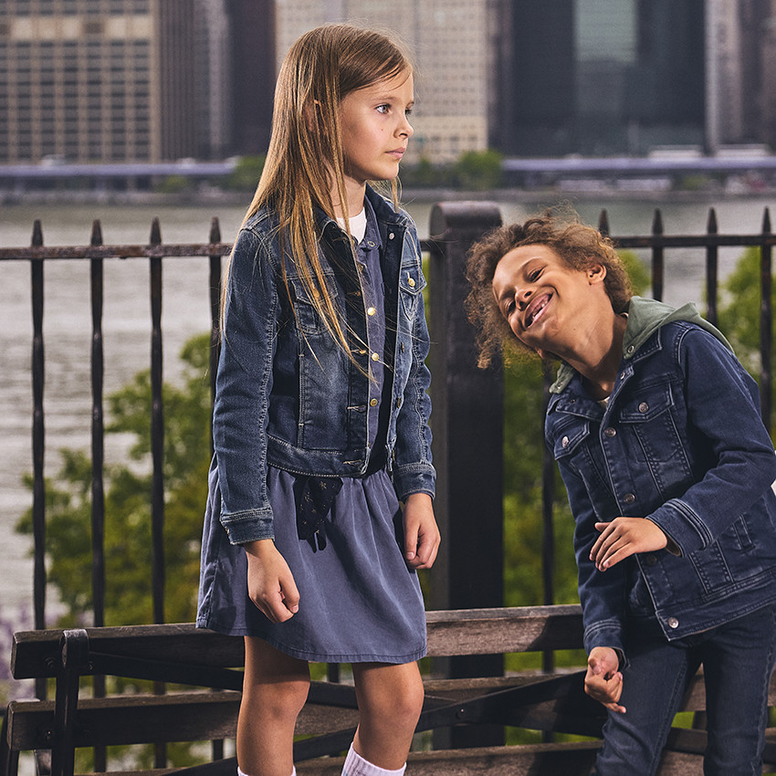 Veste en jean à capuche molleton amovible pour garçon 