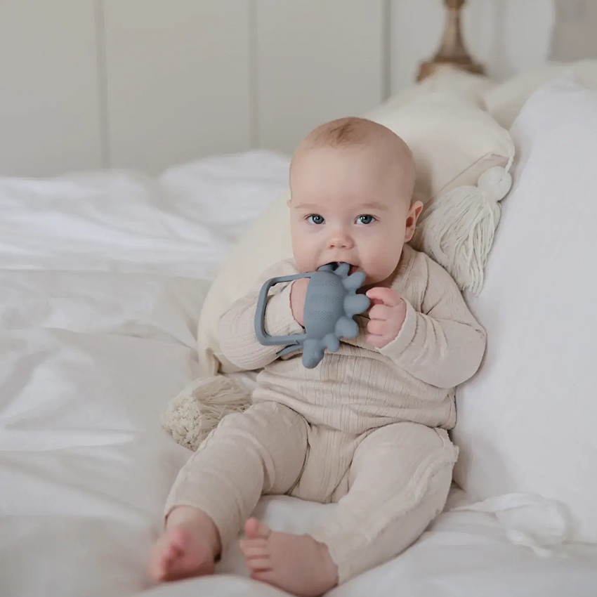 Anneau de dentition Dino Mitaine No-Drop Bleu 