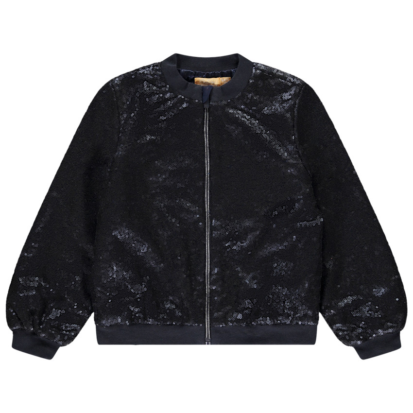 Veste bomber de fête en sequins doublé satin pour fille 