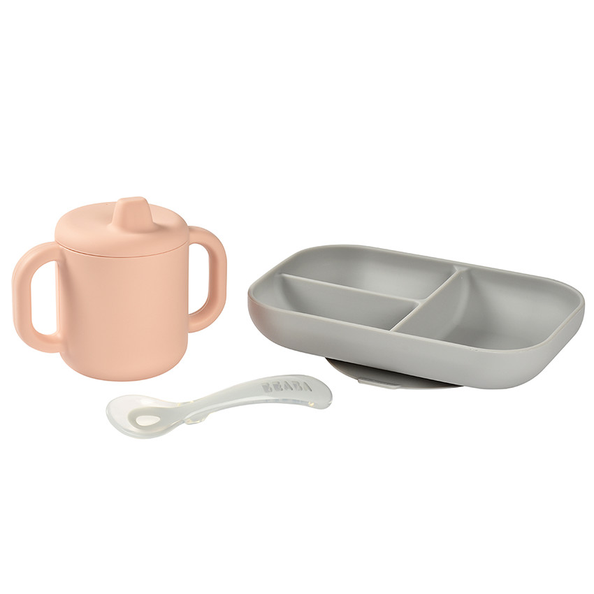 Coffret d'apprentissage en silicone avec tasse - Pink 