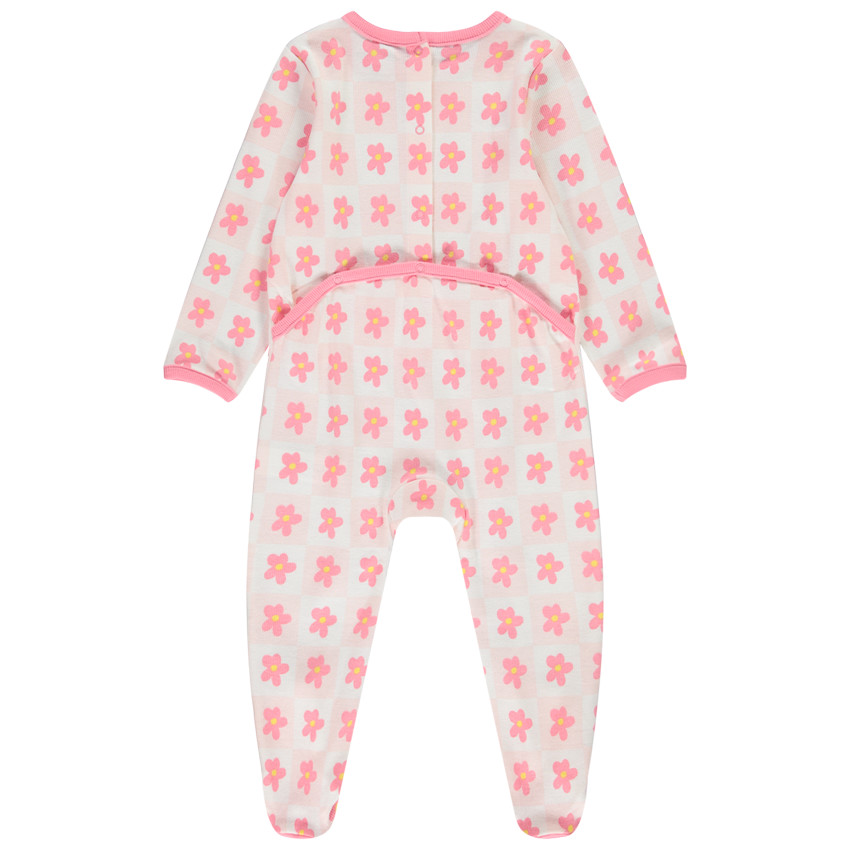 Dors-bien imprimé damier/floral pour bébé fille avec ouvertures différentes selon l'âge 