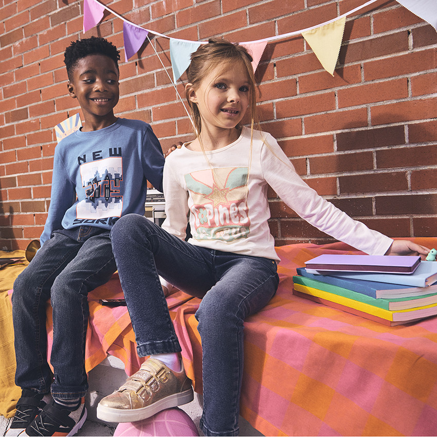 T-shirt manches longues print fantaisie pailleté pour fille 