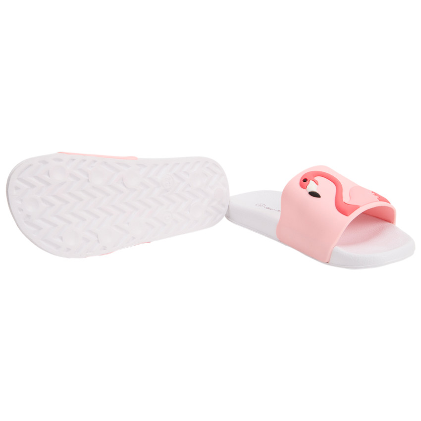 Roze flamingo slippers voor meisjes met bandje volgens maat 