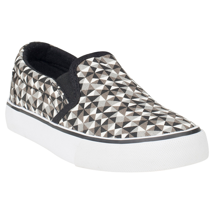 Baskets basses élastiquées en toile motif graphique 