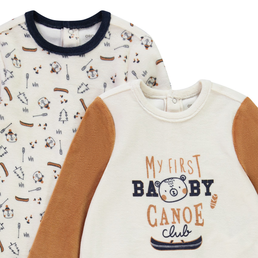 Lot de 2 dors-bien en velours print ourson pour bébé garçon 