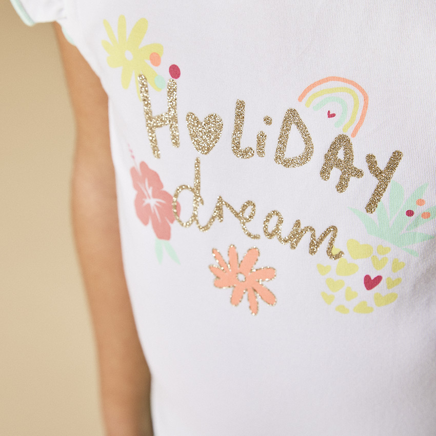 Jurk met korte mouwen 2-in-1 effect print met pailletten voor meisjes 