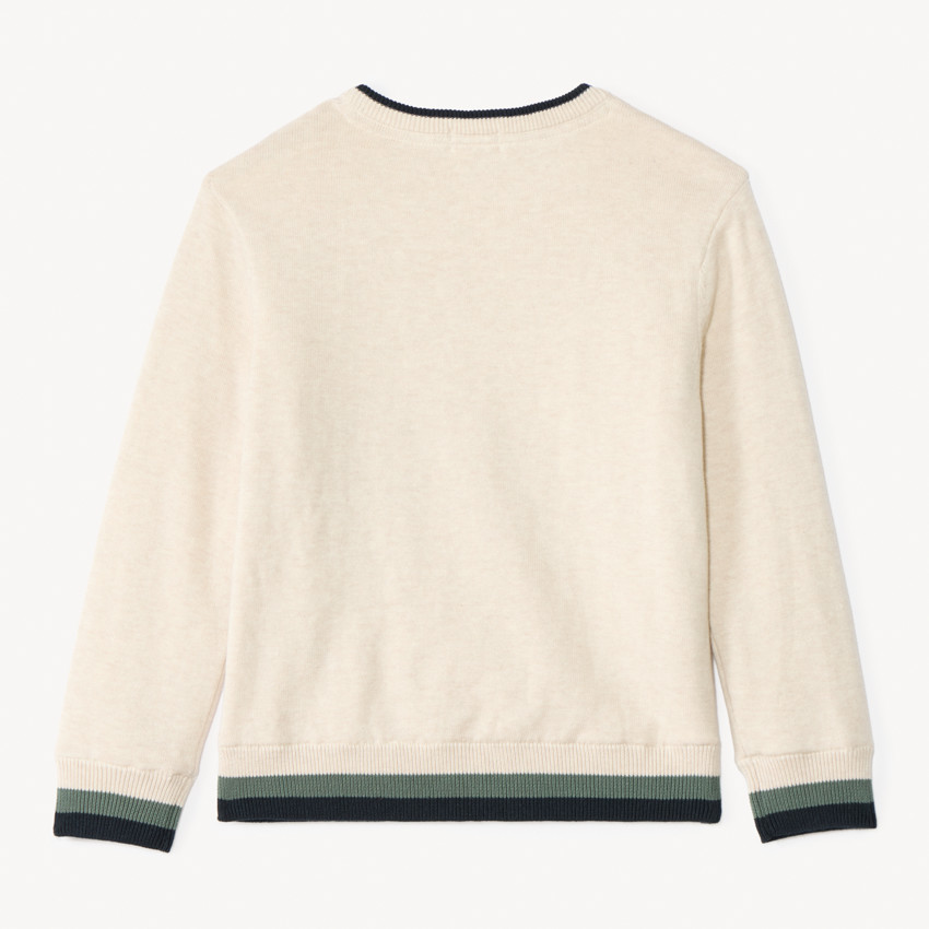 Trui in gebreide jersey met print en fluwelen voering voor jongens 