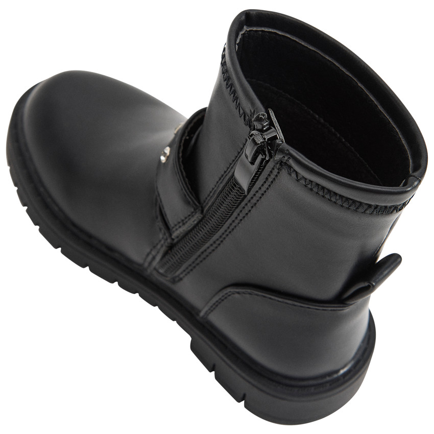 Laarzen zwart met rits en strassgesp voor meisjes 