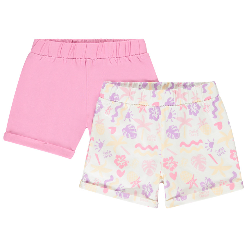 Set van 2 fantasie shorts met elastische taille voor meisjes 