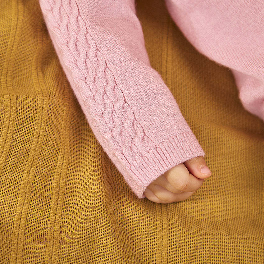 Ensemble combinaison uni en tricot + collant fantaisie pour bébé fille 