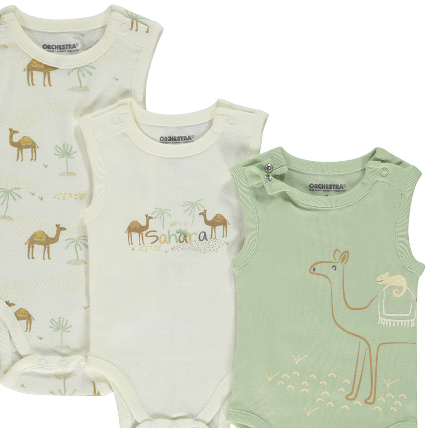 Set van 5 bodies zonder mouwen met dromedarispatronen voor baby jongen 