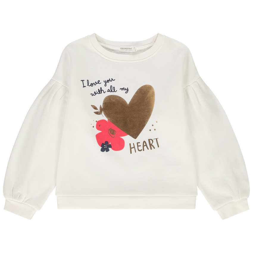 Sweat oversize en molleton printé et brodé pour fille 