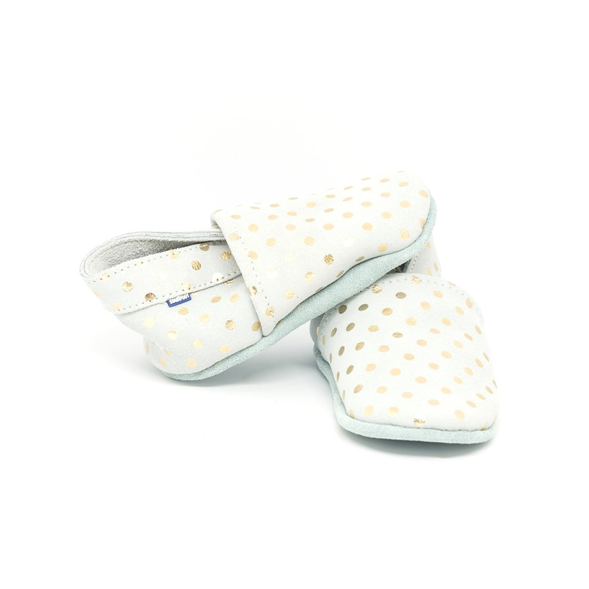 Chaussons souples 3-6M en suède Babysoft Gris Etoiles   