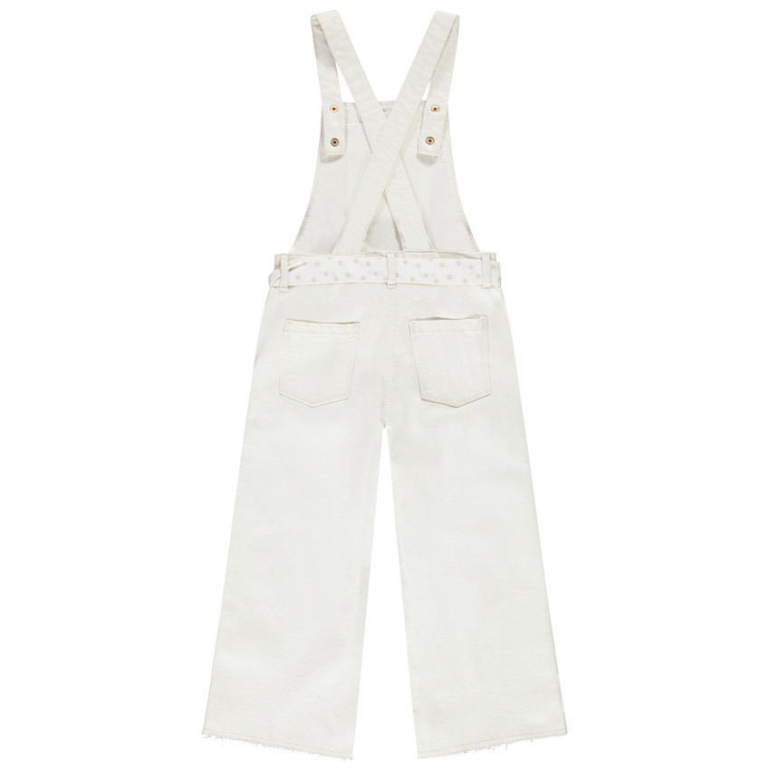 Salopette longue en denim overdye avec ceinture en tissu pour fille 