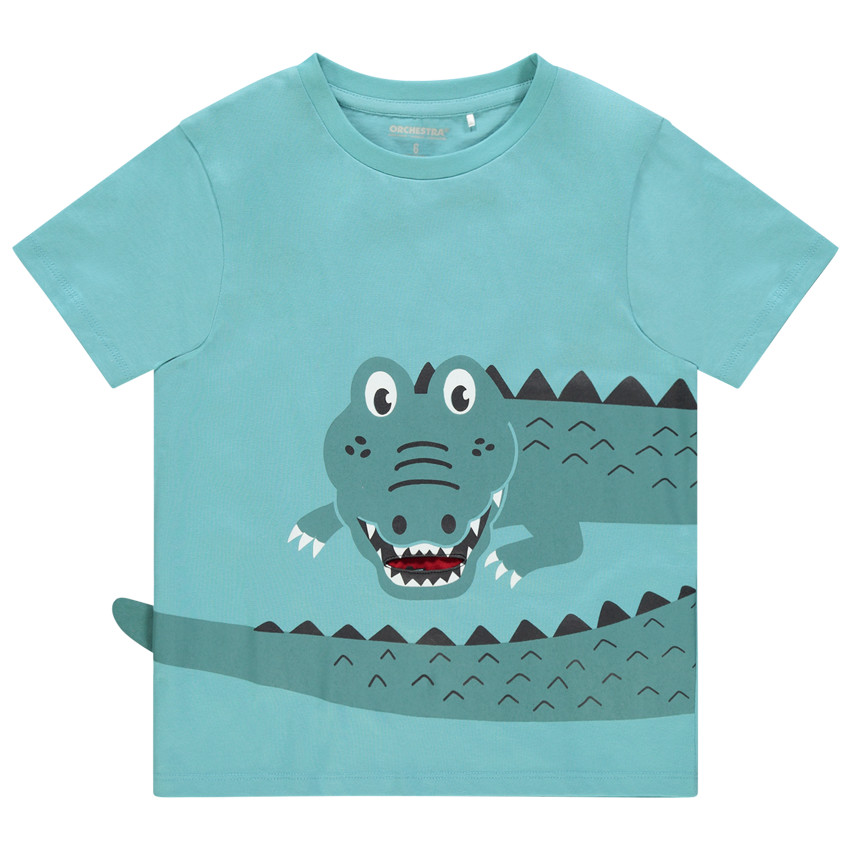 T-shirt manches courtes print croco à langue mobile 