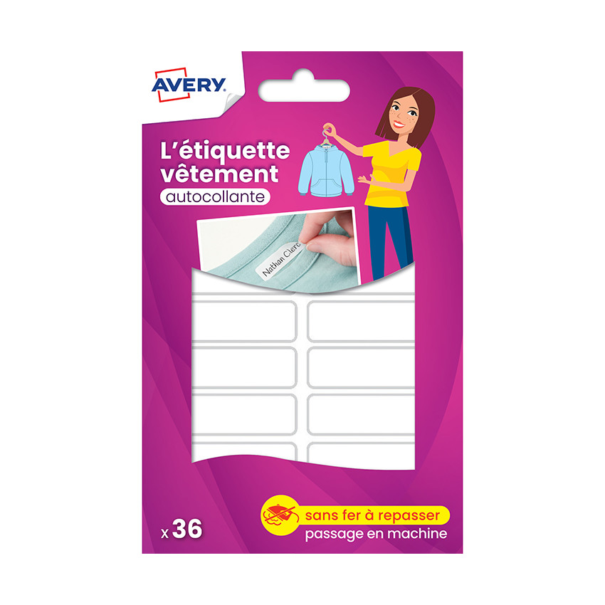 36 zelfklevende labels voor kleding Wit 
