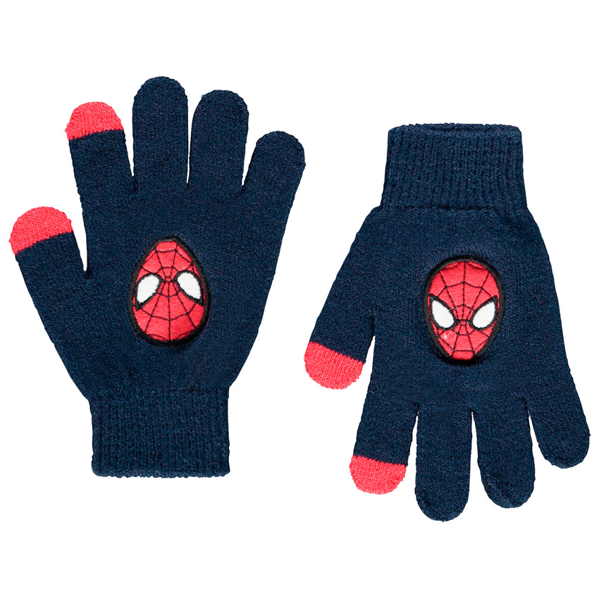 Handschoenen in tricot met geborduurde Spiderman, voor jongens. 