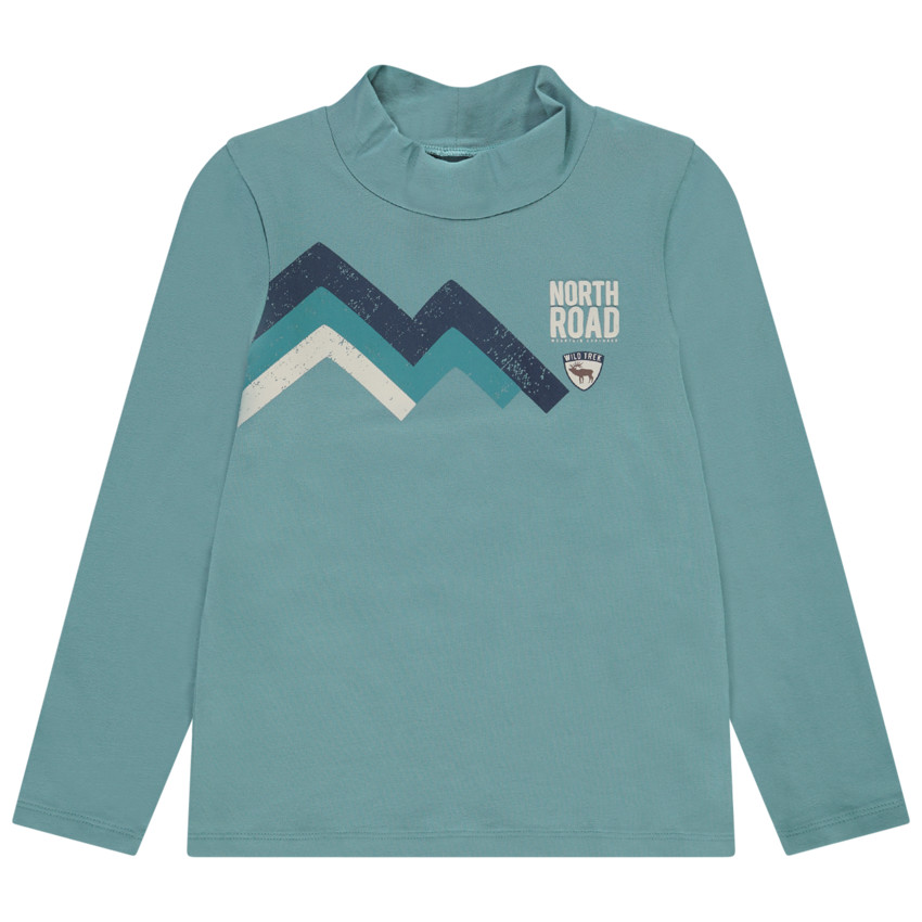 Sous-pull col cheminée en jersey print montagne pour garçon 