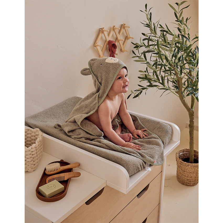 Cape de bain + gant de toilette en éponge Vert 