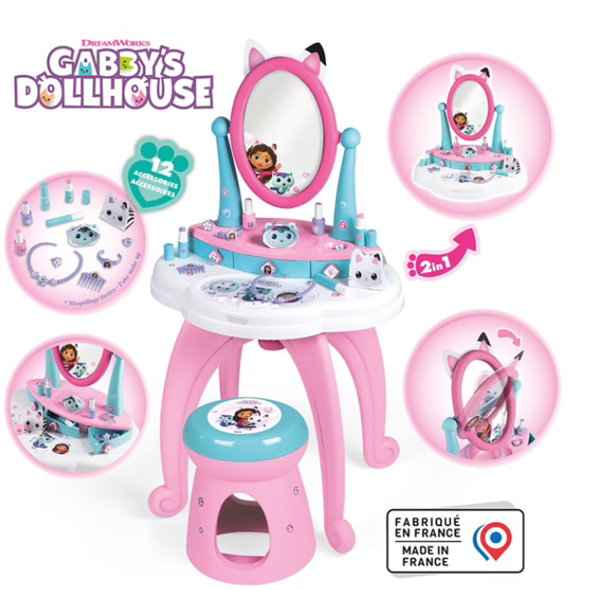 Coiffeuse 2-en-1 avec tabouret Gaby et la maison magique 3ans+ 