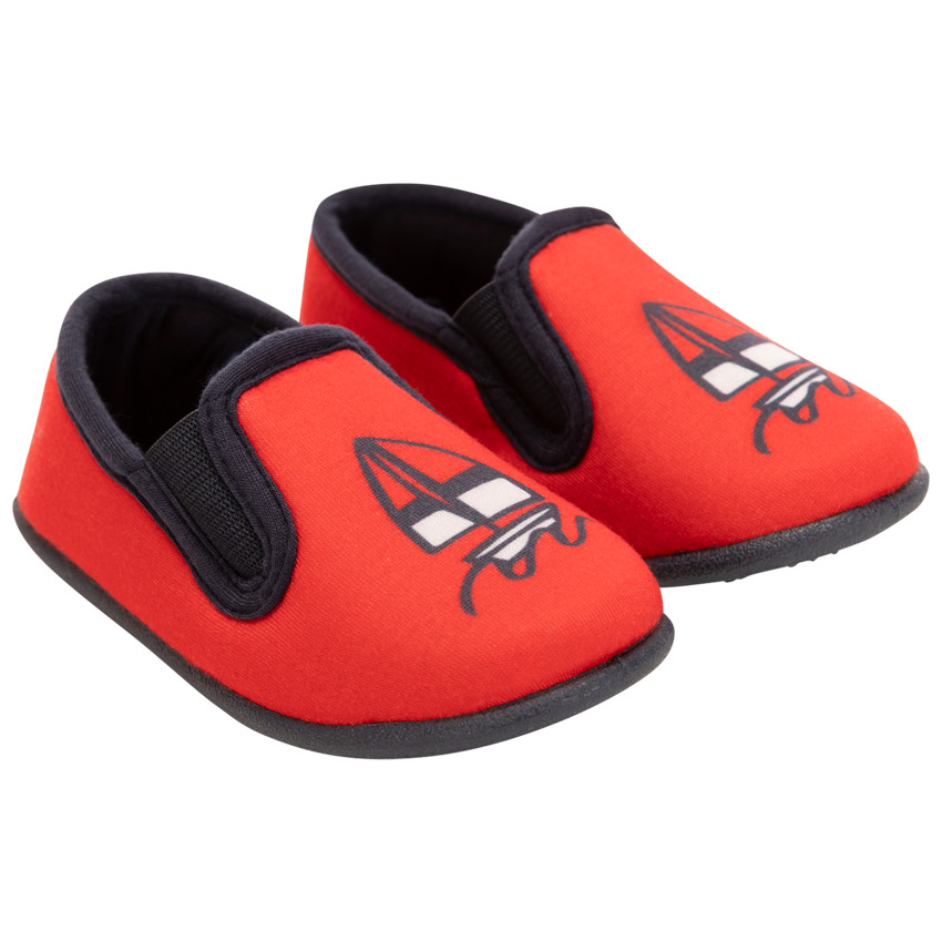 Pantoffels met zeilbootprint voor babyjongen 