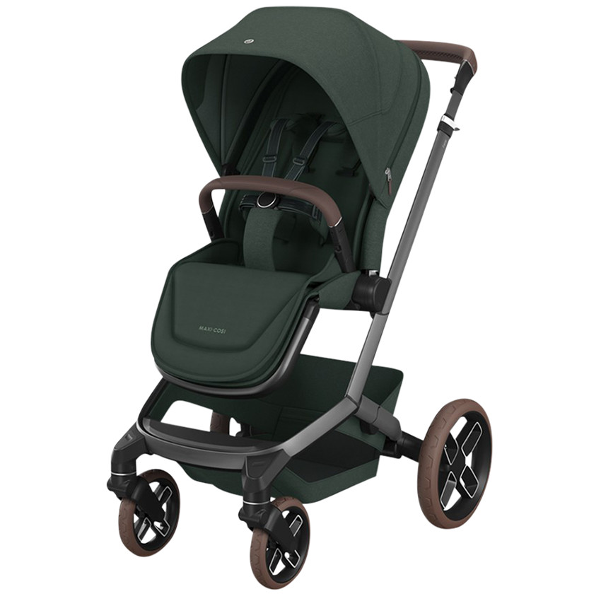Kinderwagen Fame + Draagmand Twillic Green/Brown Leather 