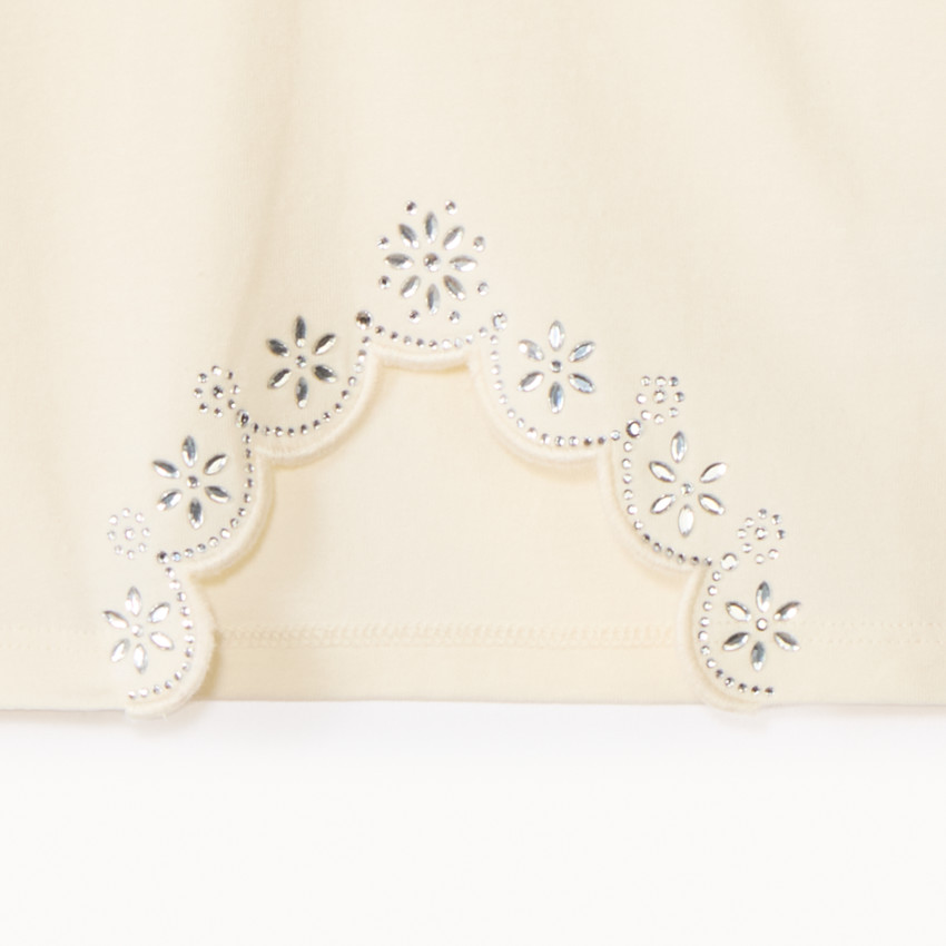 T-shirt met lange mouwen met een fantasie snit en strass voor meisjes 