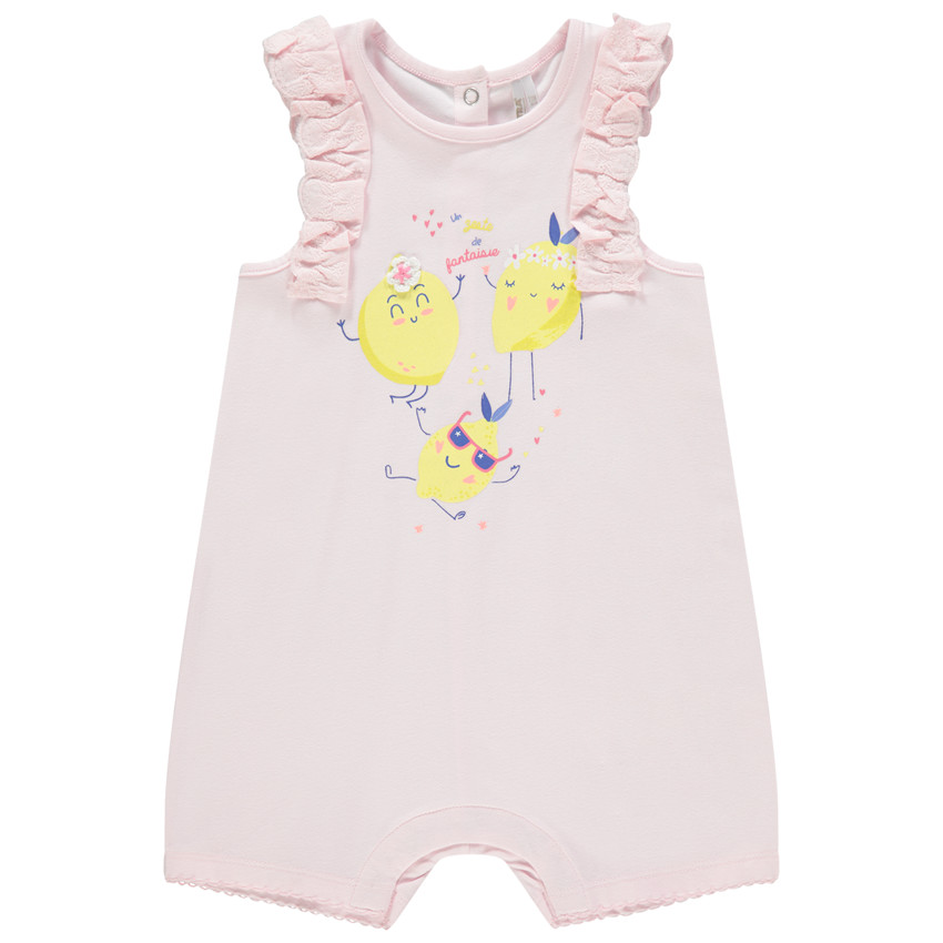 Combinaison courte à fruits printés et volants 