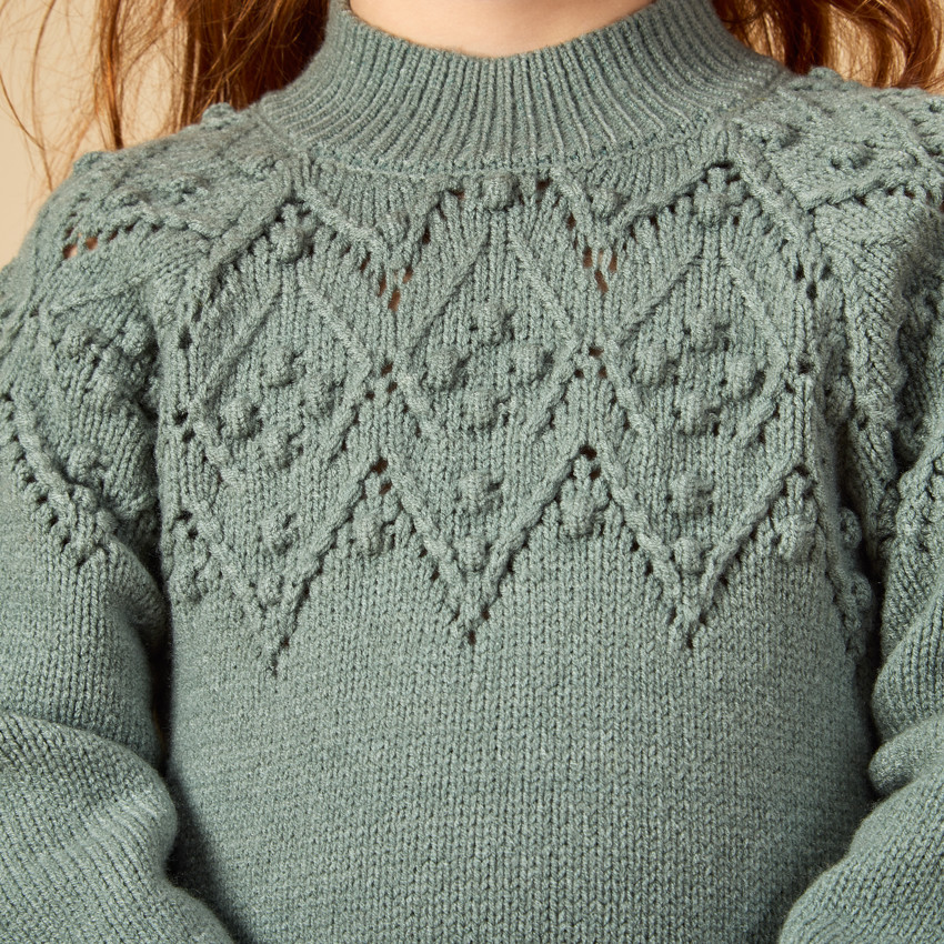 Gebreide jurk met lange mouwen, effen, voor meisjes 