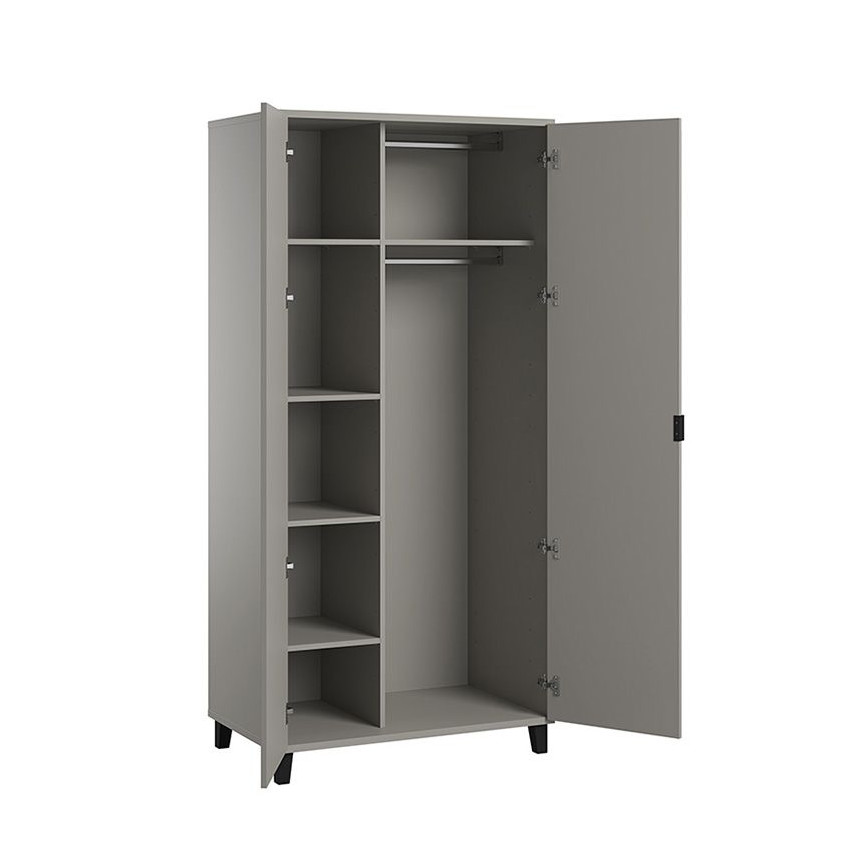 Armoire Simple 2 portes - Gris / Noir 