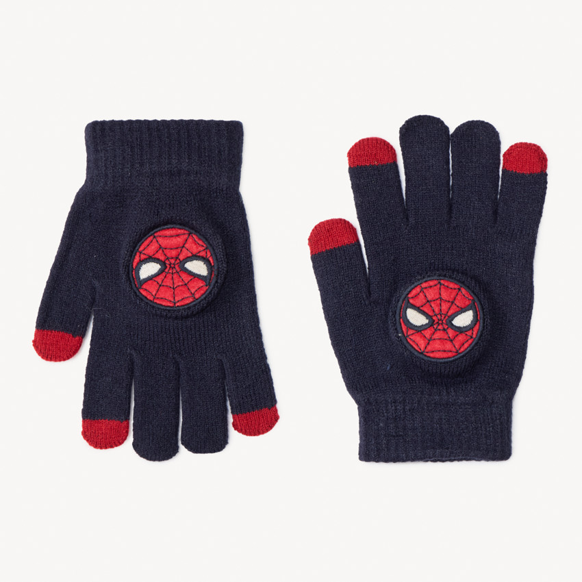 Gebreide ribtricotwantjes met Spider-Man patch voor jongens 