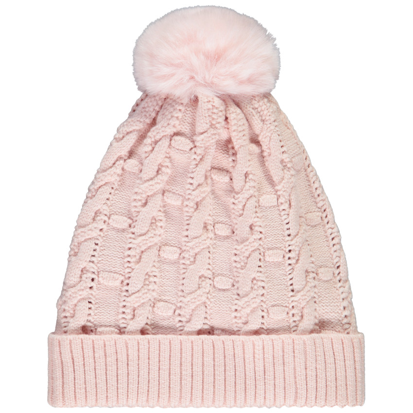 Muts met kabelpatroon en pompon voor meisjes 