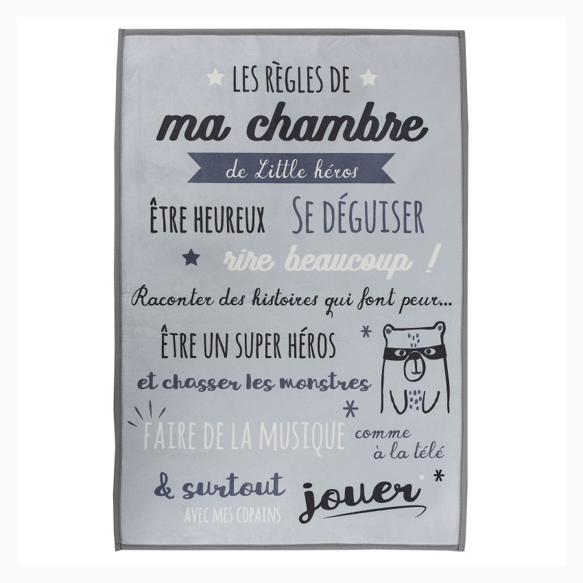 Tapis règles de la chambre 60 x 90 cm - Gris 