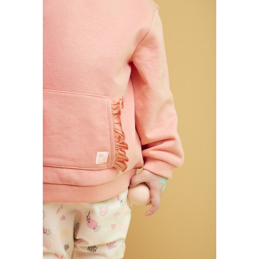 Sweat molleton à poche kangourou volantée pour bébé fille 