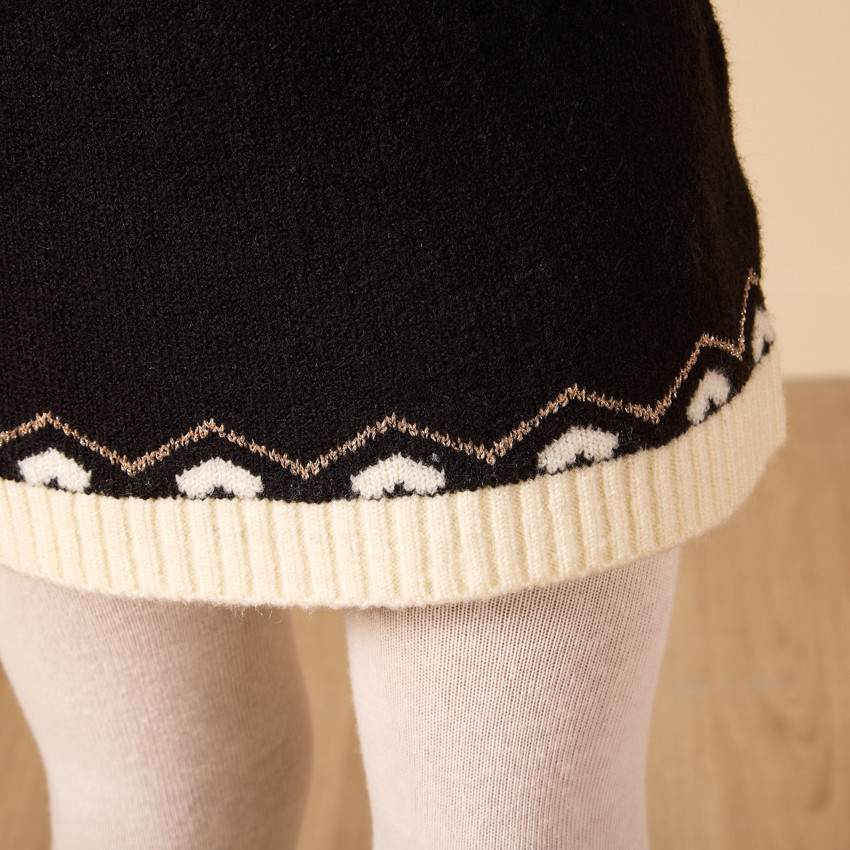 Gebreide jurk met lurex hartjespatroon voor meisjes 