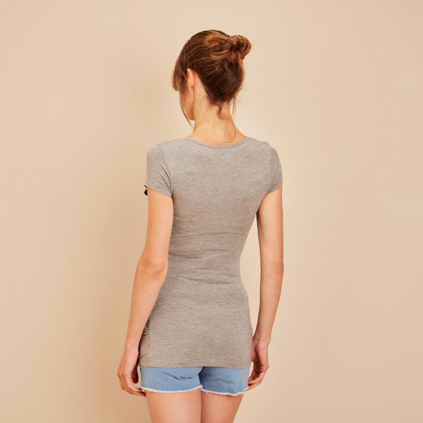 Set van 2 t-shirts met korte mouwen voor zwangerschap en borstvoeding, gekruist 