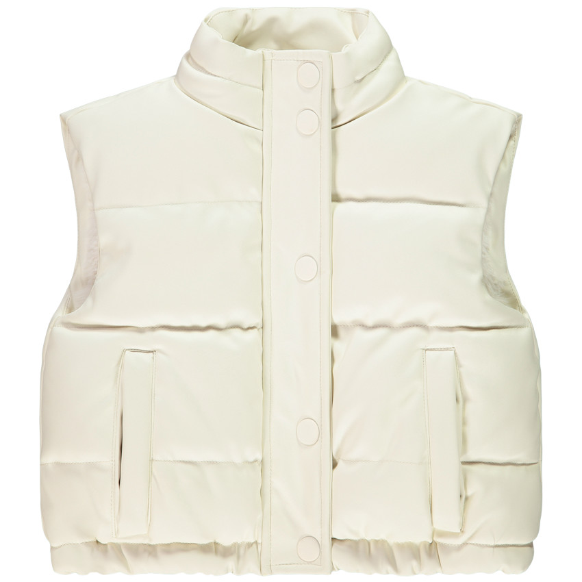 Mouwloze doudoune in kunstleer met sherpa voering voor meisjes 