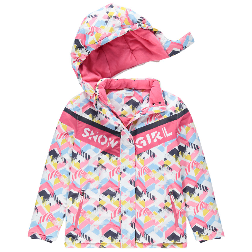Blouson de ski imperméable à motif graphique pour enfant fille 