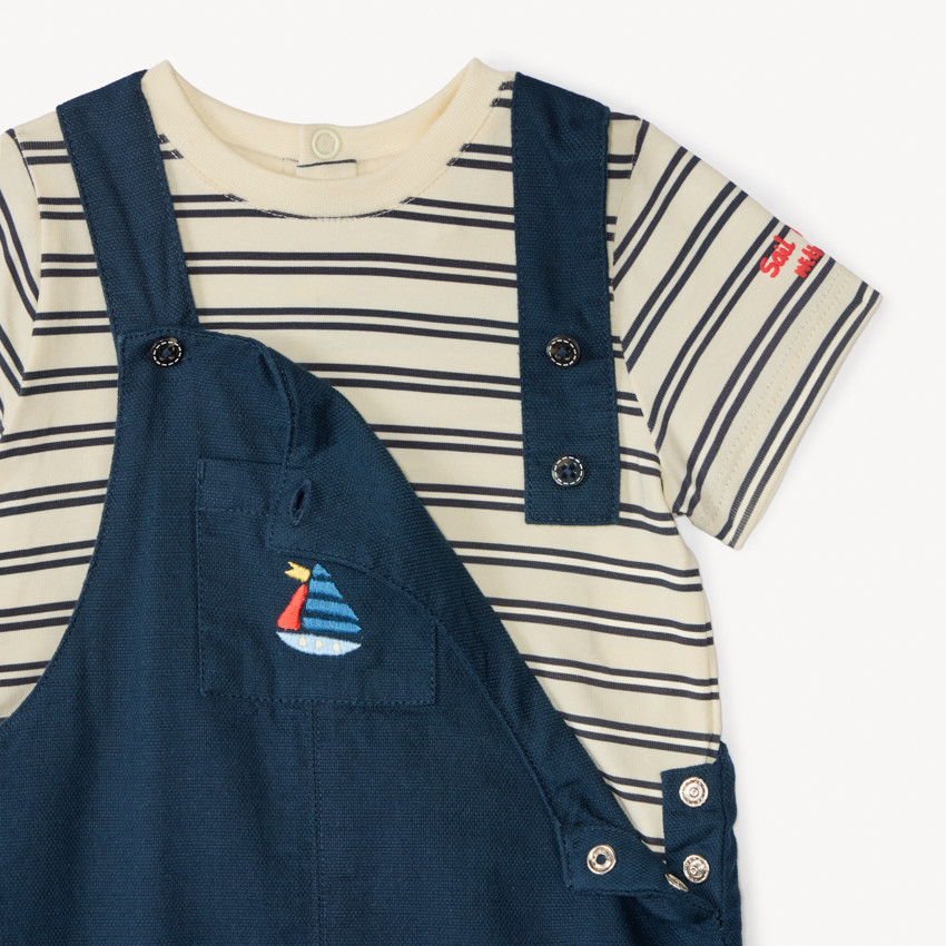 Ensemble salopette + t-shirt marinière pour bébé garçon 